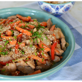 Wok de cerdo