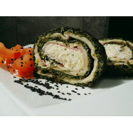 Arrollado de zanahoria y espinaca con jamón y queso
